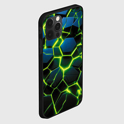 Чехол для iPhone 12 Pro Разлом зеленых неоновых плит, цвет: 3D-черный — фото 2