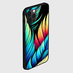 Чехол для iPhone 12 Pro Color feathers - neon, цвет: 3D-черный — фото 2
