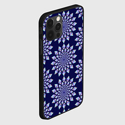 Чехол для iPhone 12 Pro Криптовалюта Эфириум паттерн по кругу на синем, цвет: 3D-черный — фото 2