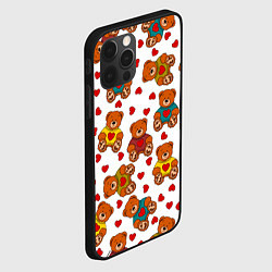 Чехол для iPhone 12 Pro Мишки игрушки в свитерах и сердечки, цвет: 3D-черный — фото 2