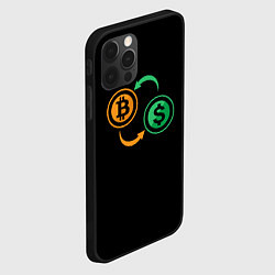 Чехол для iPhone 12 Pro Криптовалюта биткоин и доллар, цвет: 3D-черный — фото 2