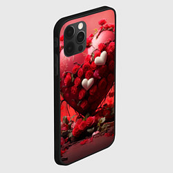 Чехол для iPhone 12 Pro Сердце и розы 14 февраля, цвет: 3D-черный — фото 2