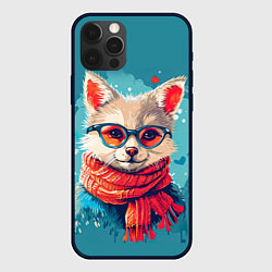 Чехол для iPhone 12 Pro Влюбленный лис в очках, цвет: 3D-черный