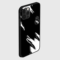 Чехол для iPhone 12 Pro Real madrid белые краски текстура, цвет: 3D-черный — фото 2