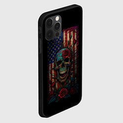 Чехол для iPhone 12 Pro Skull - USA, цвет: 3D-черный — фото 2