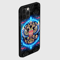 Чехол для iPhone 12 Pro Яркий неоновый герб России, цвет: 3D-черный — фото 2
