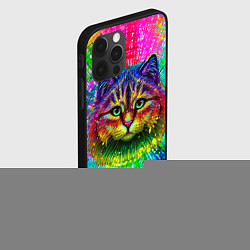 Чехол для iPhone 12 Pro Цветной кот, цвет: 3D-черный — фото 2