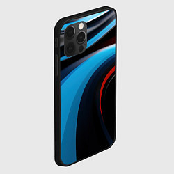 Чехол для iPhone 12 Pro Черные и синии волны спортивный стиль, цвет: 3D-черный — фото 2