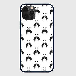 Чехол для iPhone 12 Pro Panda love - pattern, цвет: 3D-черный