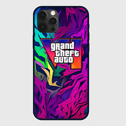 Чехол для iPhone 12 Pro Gta лого фиолетовый камуфляж, цвет: 3D-черный