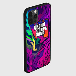 Чехол для iPhone 12 Pro Gta лого фиолетовый камуфляж, цвет: 3D-черный — фото 2