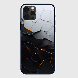 Чехол для iPhone 12 Pro Неоновые трещины, цвет: 3D-черный