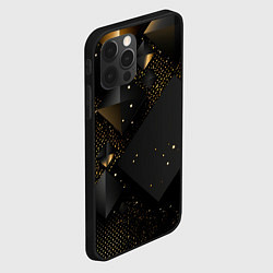 Чехол для iPhone 12 Pro Золотые ромбы на черной абстракции, цвет: 3D-черный — фото 2