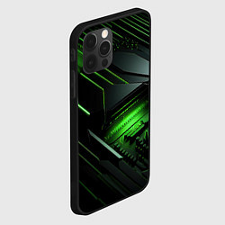 Чехол для iPhone 12 Pro Металл и зеленый яркий неоновый свет, цвет: 3D-черный — фото 2