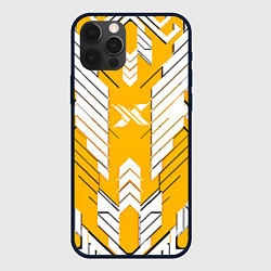 Чехол для iPhone 12 Pro Жёлто-белая броня, цвет: 3D-черный