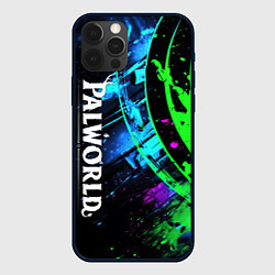 Чехол для iPhone 12 Pro Palworld логотип абстракт на темно-зеленом фоне, цвет: 3D-черный