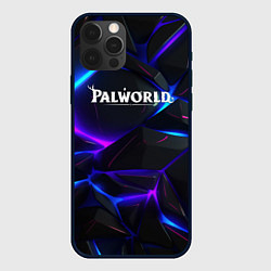 Чехол для iPhone 12 Pro Palworld логотип на черных неоновых плитах, цвет: 3D-черный