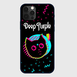 Чехол для iPhone 12 Pro Deep Purple - rock star cat, цвет: 3D-черный