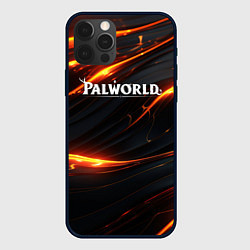 Чехол для iPhone 12 Pro Palworld логотип янтарные волны, цвет: 3D-черный