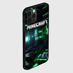 Чехол для iPhone 12 Pro Minecraft logo зеленый мир, цвет: 3D-черный — фото 2