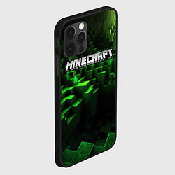 Чехол для iPhone 12 Pro Minecraft logo зеленые кубики, цвет: 3D-черный — фото 2