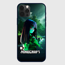 Чехол для iPhone 12 Pro Minecraft девушка на острове, цвет: 3D-черный