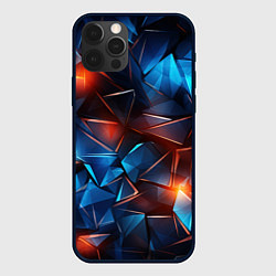 Чехол для iPhone 12 Pro Синие и красные осколки стекла, цвет: 3D-черный