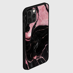 Чехол для iPhone 12 Pro Черно-розовый мрамор, цвет: 3D-черный — фото 2