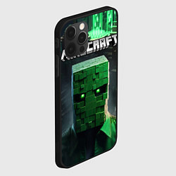 Чехол для iPhone 12 Pro Minecraft зеленый персонаж каменные джунгли, цвет: 3D-черный — фото 2