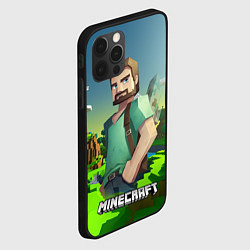 Чехол для iPhone 12 Pro Minecraft персонаж зеленый мир, цвет: 3D-черный — фото 2
