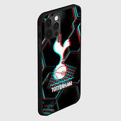 Чехол для iPhone 12 Pro Tottenham FC в стиле glitch на темном фоне, цвет: 3D-черный — фото 2