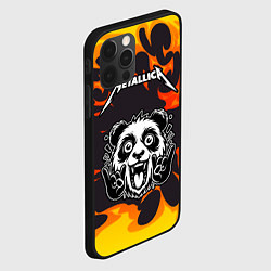 Чехол для iPhone 12 Pro Metallica рок панда и огонь, цвет: 3D-черный — фото 2