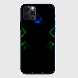 Чехол для iPhone 12 Pro Зелёный неон абстракция, цвет: 3D-черный