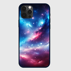 Чехол для iPhone 12 Pro Розово-голубой космический пейзаж, цвет: 3D-черный