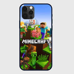 Чехол для iPhone 12 Pro Minecraft pixel world, цвет: 3D-черный