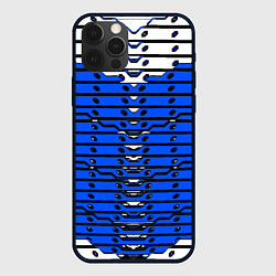Чехол для iPhone 12 Pro Сине-белая техно броня, цвет: 3D-черный