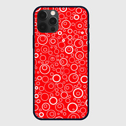 Чехол для iPhone 12 Pro Красно-белый паттерн пузырьки, цвет: 3D-черный