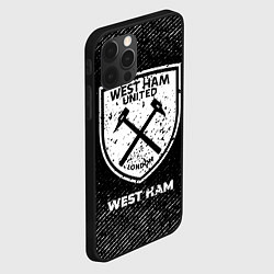 Чехол для iPhone 12 Pro West Ham с потертостями на темном фоне, цвет: 3D-черный — фото 2