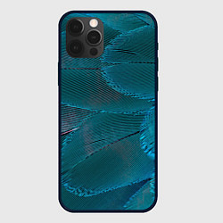 Чехол для iPhone 12 Pro Зеленые перья птицы, цвет: 3D-черный