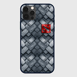 Чехол для iPhone 12 Pro Dota - metal texture logo, цвет: 3D-черный