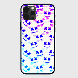 Чехол для iPhone 12 Pro Marshmello pattern neon, цвет: 3D-черный