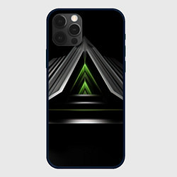 Чехол для iPhone 12 Pro Black green abstract nvidia style, цвет: 3D-черный