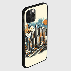 Чехол для iPhone 12 Pro Рисунок города с небоскребами, цвет: 3D-черный — фото 2