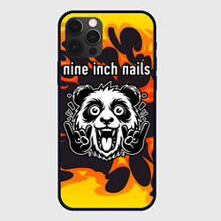 Чехол для iPhone 12 Pro Nine Inch Nails рок панда и огонь, цвет: 3D-черный