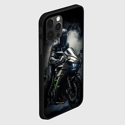 Чехол для iPhone 12 Pro Мотоцикл в дыму, цвет: 3D-черный — фото 2