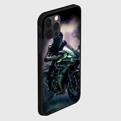 Чехол для iPhone 12 Pro Мотоцикл на зеленом мотоцикле, цвет: 3D-черный — фото 2