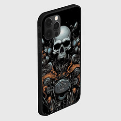 Чехол для iPhone 12 Pro Череп мотоциклиста, цвет: 3D-черный — фото 2