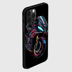 Чехол для iPhone 12 Pro Мотоцикл в стиле киберпанк, цвет: 3D-черный — фото 2