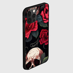 Чехол для iPhone 12 Pro Черепа с красными розами, цвет: 3D-черный — фото 2