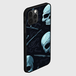 Чехол для iPhone 12 Pro Черепа и ножи, цвет: 3D-черный — фото 2